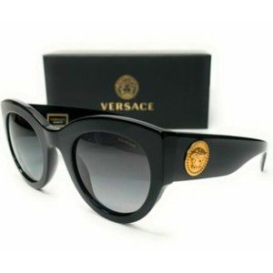 Versace Women's Black and Grey Gradient Sunglasses